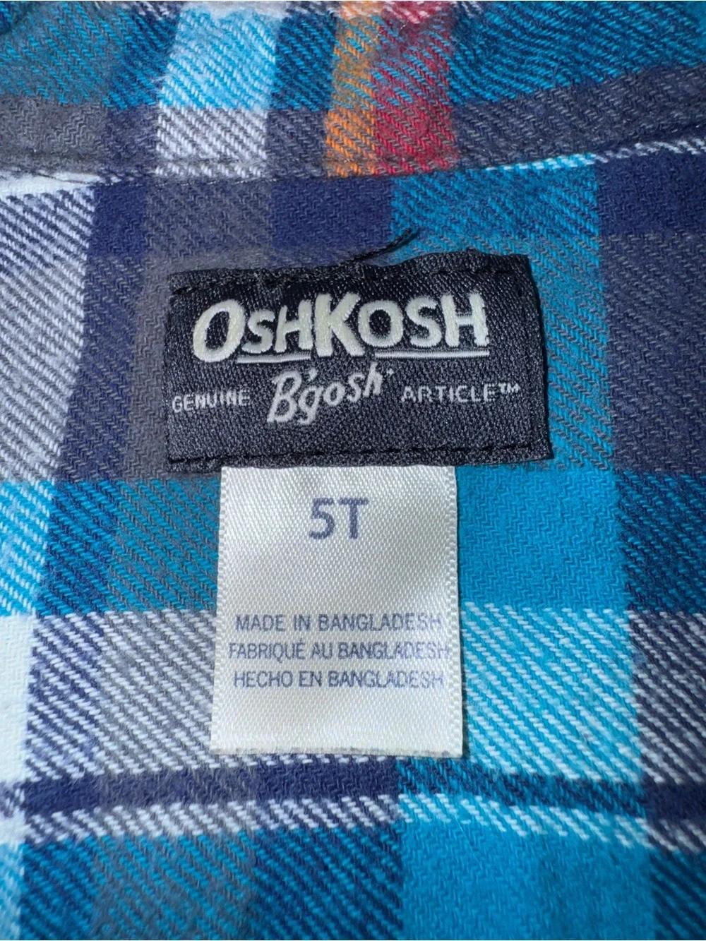 OshKosh B'gosh Teal & Navy Plaid Button-Down Shirt